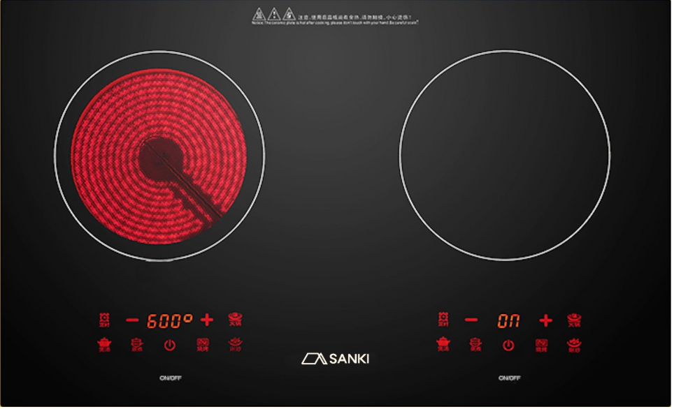 SANKI 嵌入式/座檯式雙頭一電一陶爐 2800W (SK-3100)